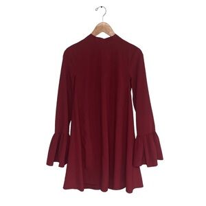 Lulus Dress Size Small Wine Red Long‎ Sleeve Oversized Flowy Flared Bell Sleeve